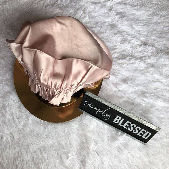 Pink Mulberry Silk Sleep Hair Cap Bonnet Cover for Adults Unisex Hairstyling